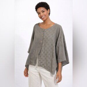 LUUKAA Grey Linen Button Top Size US 18 Asymmetrical Lagenlook